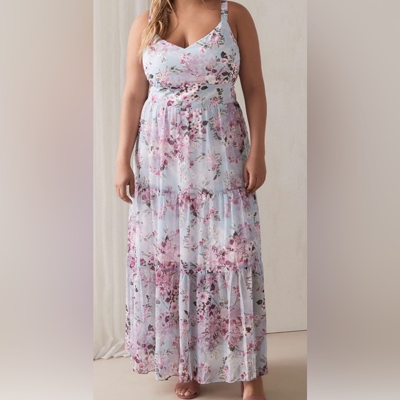 Women’s Formal Dress Plus Size 16w Tiered Chiffon Rachel Rachel Roy Light Blue